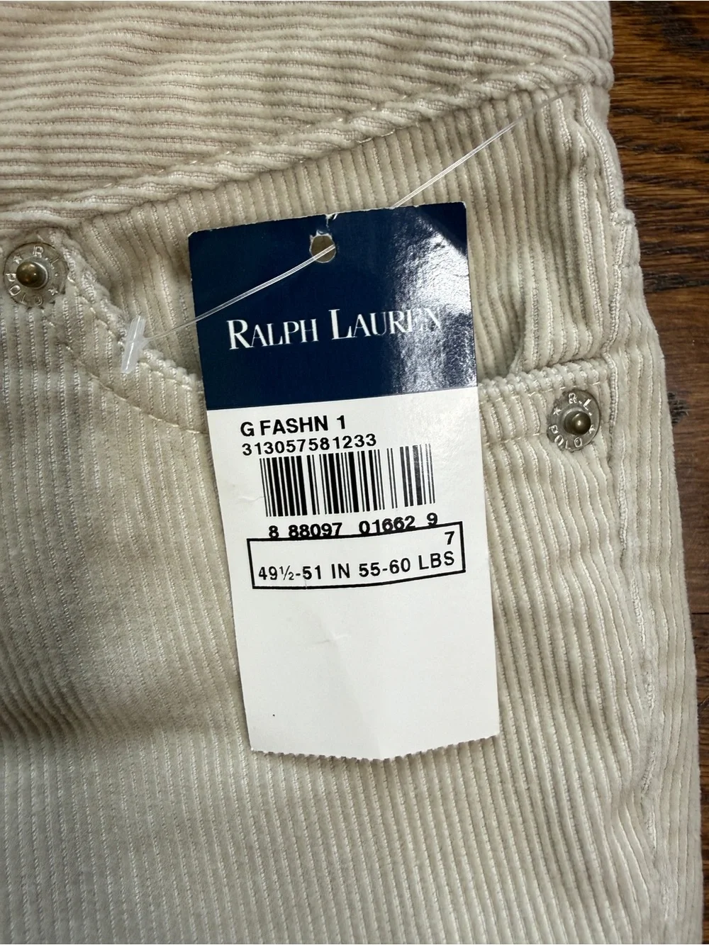 NWT Vintage Y2K Ralph Lauren Girls Low Rise Flare Cream Corduroy Trousers Sz 7